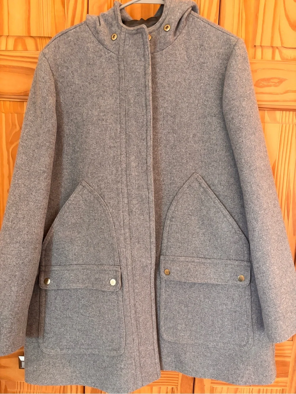 J Crew Gray Wool-Blend Hooded Coat - Picture 2 of 10
